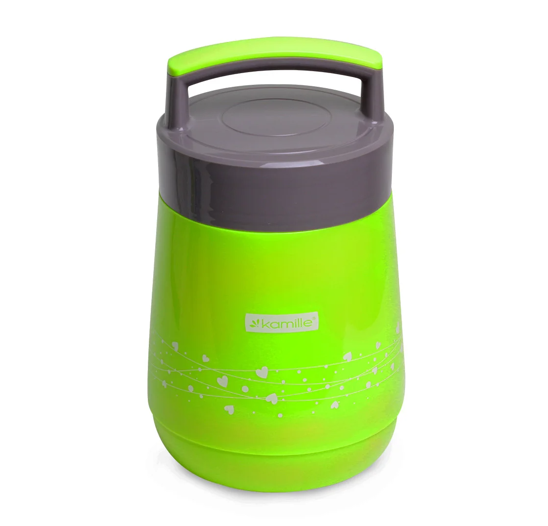 Термос Kamille со стеклянной колбой и 2 емкостями 1400 мл Зеленый (MKM-2022)