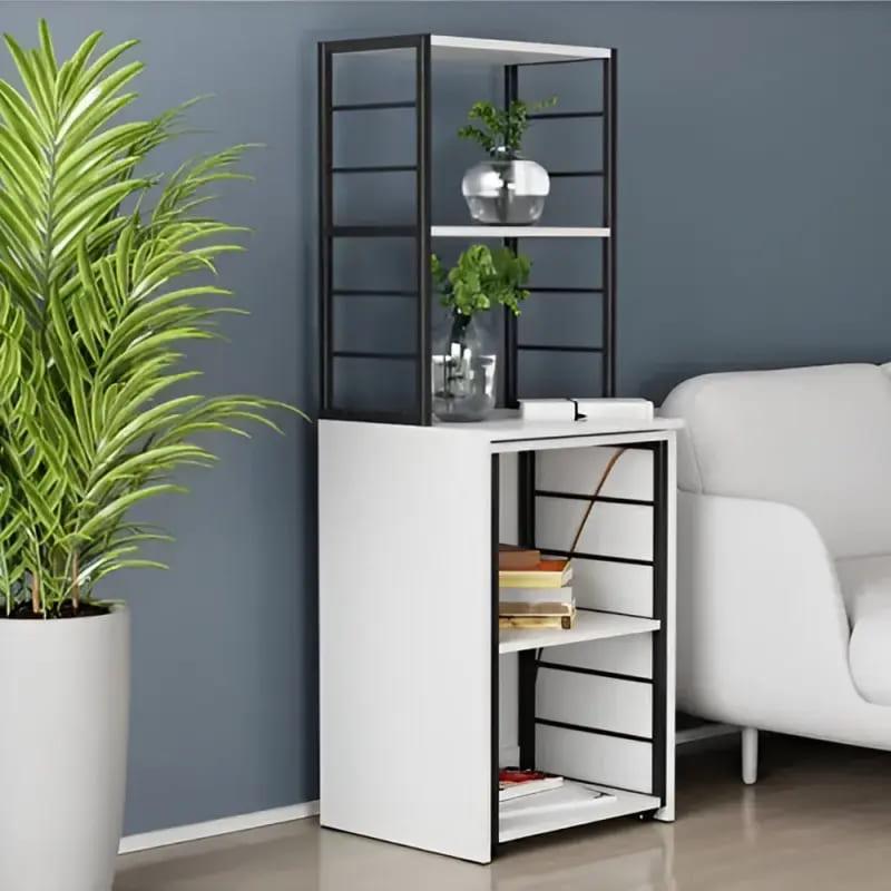 Стіл-тумба трансформер Ferrum-decor Смарт 3/1 з етажеркою метал/ДСП 16 мм 1430x1450x500 мм Чорний/Білий (FRD-105109) - фото 2 Стіл-тумба трансформер Ferrum-decor Смарт 3/1 з етажеркою метал/ДСП 16 мм 1430x1450x500 мм Чорний/Білий (FRD-105109) - фото 2