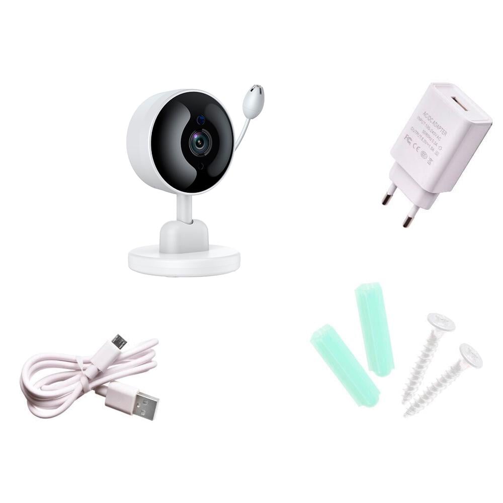 Видеоняня с подключением к телефону WiFi Smart Camera 1080P 2 MP (1010030-White) - фото 2