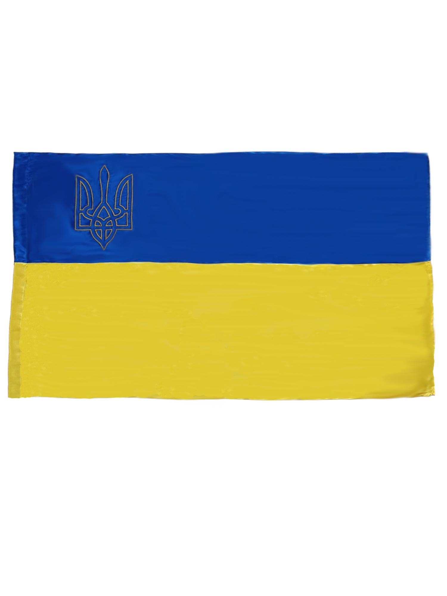 Флаг атлас национальный с гербом Украины 100х150 см (40006)
