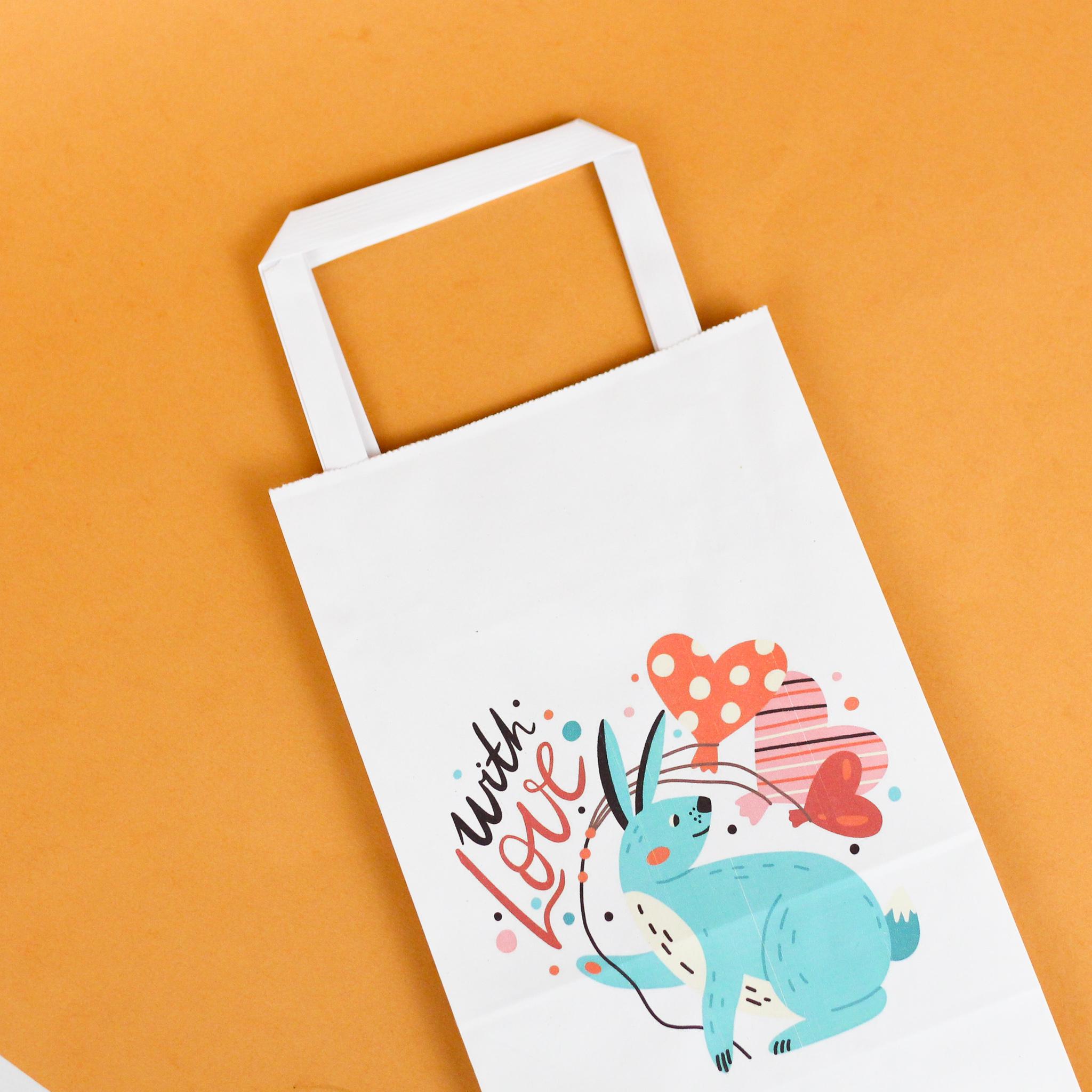 Пакет подарунковий з любов'ю Серця Кролик з дном 150х90х240 мм 20 шт. - фото 4