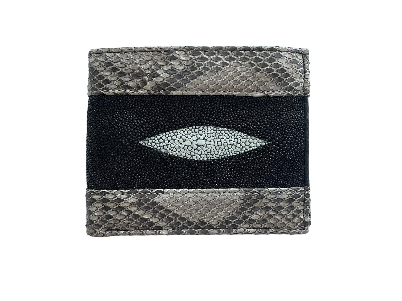 Гаманець чоловічий зі шкіри морського ската та пітона Чорний (stw01)