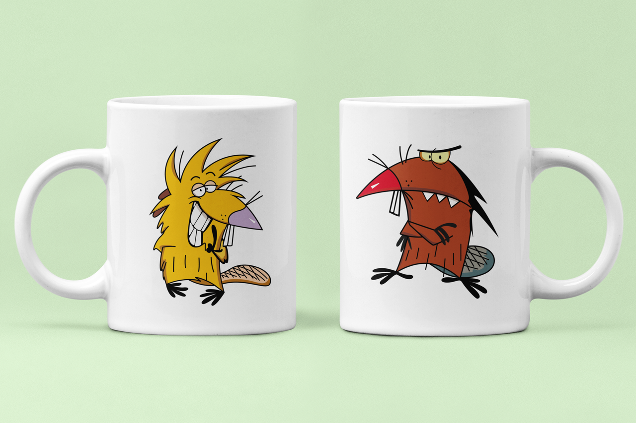 Чашки парные Бобры Злюки для влюбленных 330 мл Белый (ВЛ167Ч)