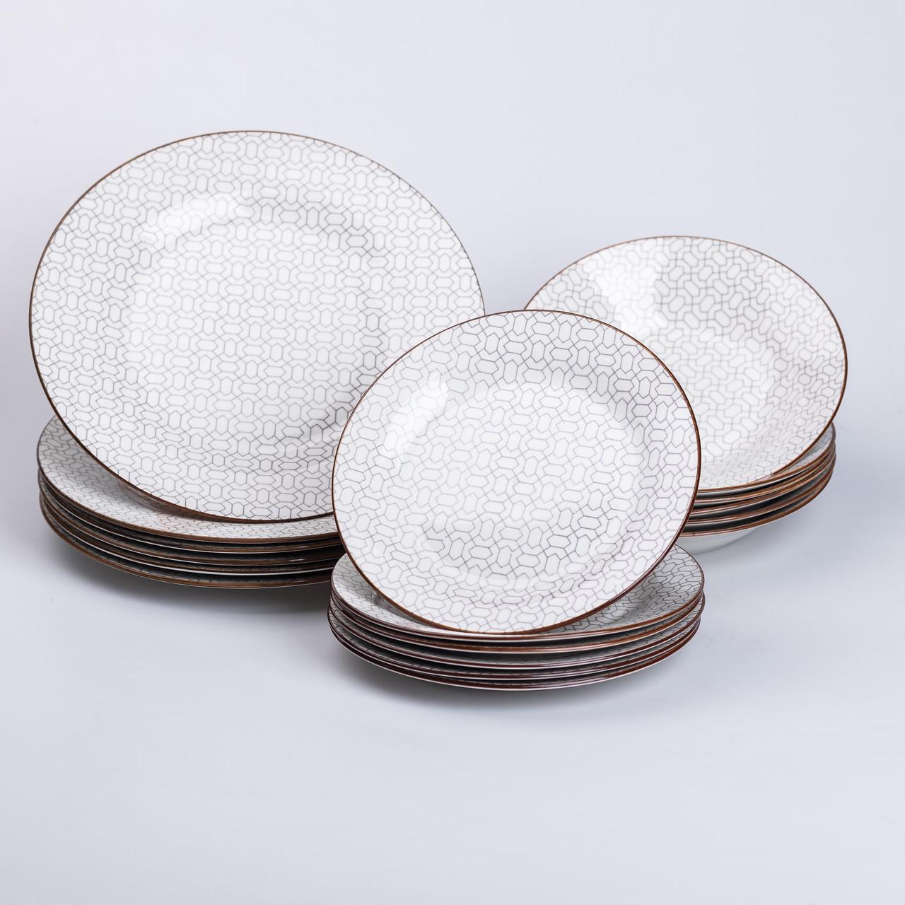 Столовый сервиз керамический на 6 персон 18 тарелок Белый