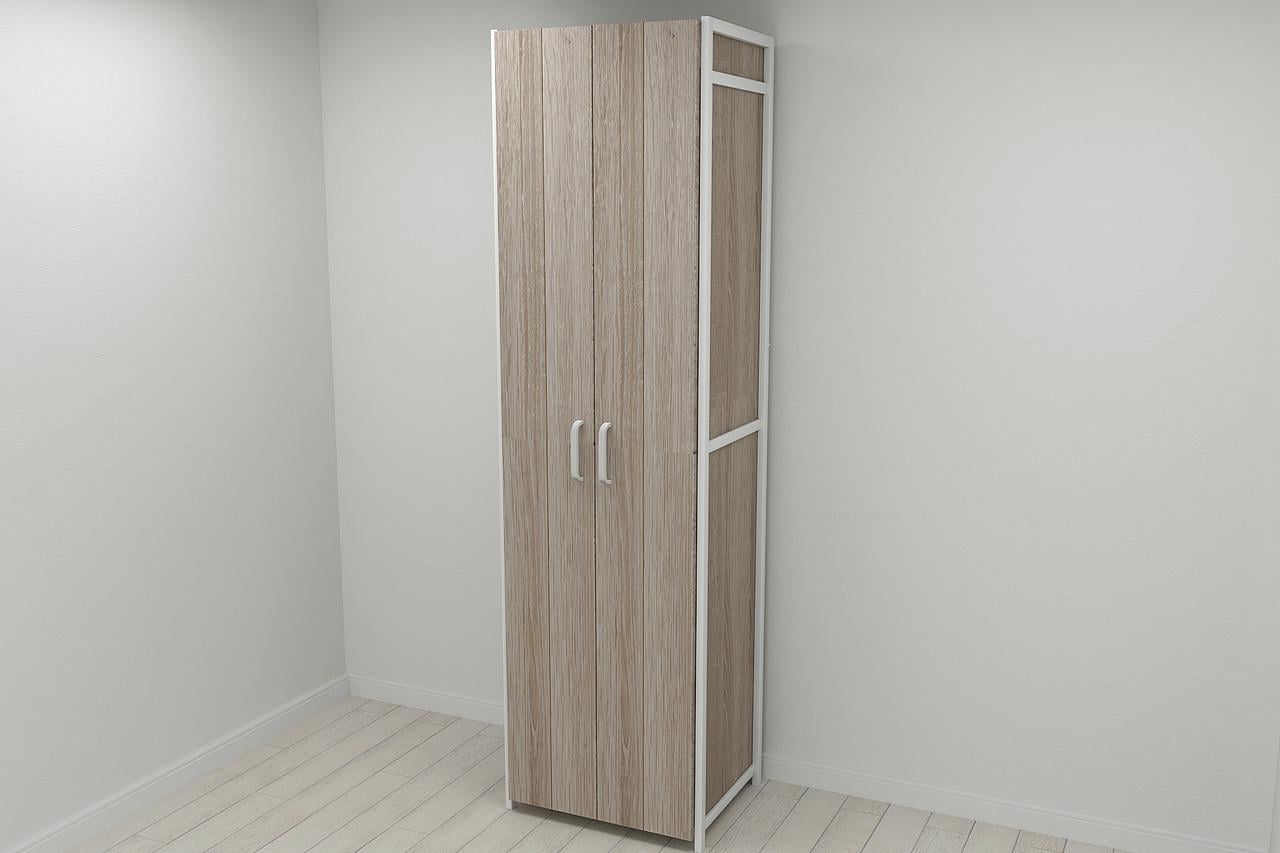 Шкаф Ferrum-decor Гардероб Уни секция 6 серии Конект металл/ДСП 16 мм 220x60x50 см Белый/Дуб Сонома Трюфель (FRD-104582)