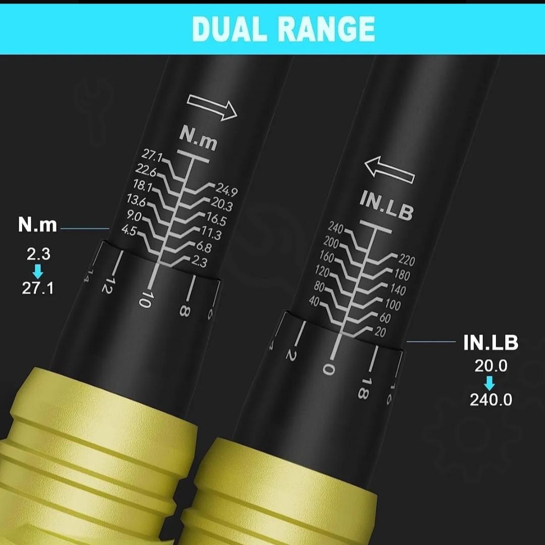 Динамометрический ключ Anpuds 1/4 20-240 in/lb точный профессиональный для ремонта авто 21 шт. - фото 2 Динамометрический ключ Anpuds 1/4 20-240 in/lb точный профессиональный для ремонта авто 21 шт. - фото 2