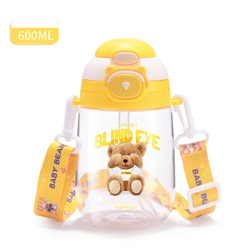 Поїльник дитячий для води з трубочкою та ремінцем 600 мл Жовтий (LJC-21107) - фото 6