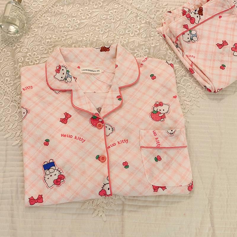 Пижама для девочки подростковая с принтом Hello Kitty из хлопка 152-160 см 10-13 лет Розовый (10398) - фото 2