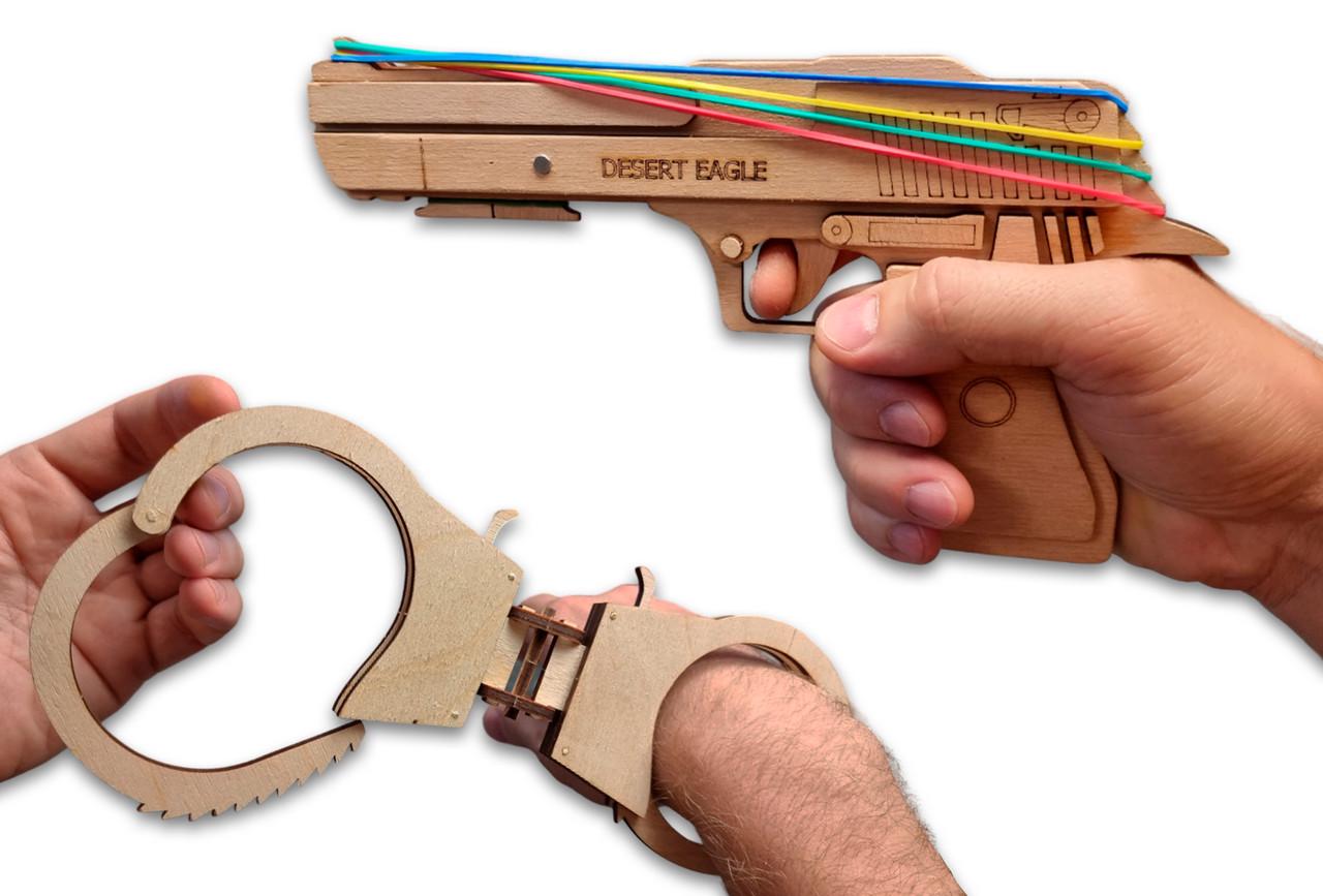 Набор для творчества №50 Пистолет-резинкострел DESERT EAGLE/нож М9/наручники и мишени из фанеры (21818410) - фото 4 Набор для творчества №50 Пистолет-резинкострел DESERT EAGLE/нож М9/наручники и мишени из фанеры (21818410) - фото 4