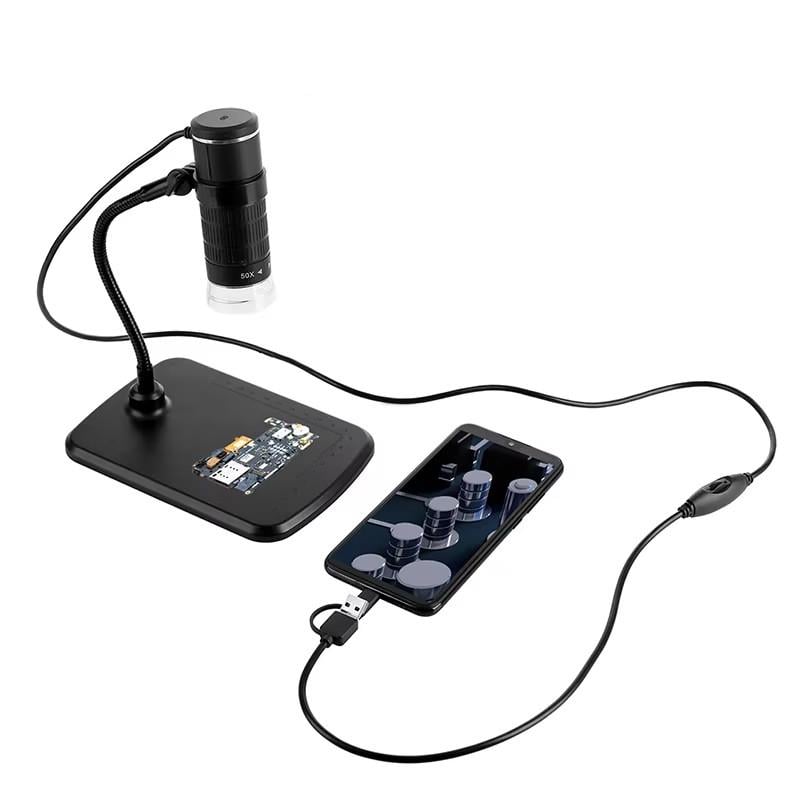 Микроскоп цифровой RIAS Digital Microscope AN104 50-1000X с подставкой и подсветкой Type C/Micro USB/USB Black (2444439571)