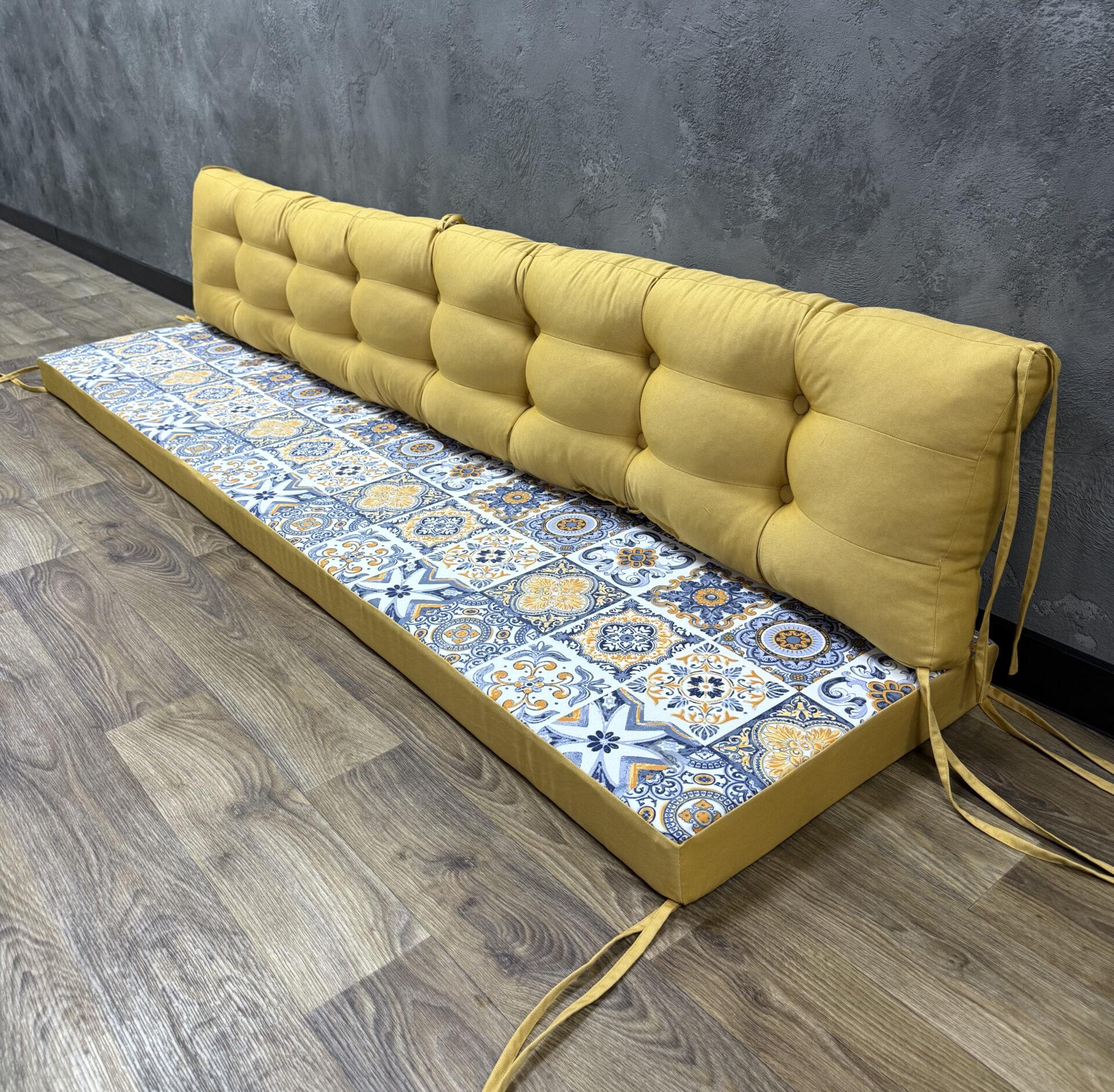 Комплект матрас со спинкой Comfort Home Abstraction blue Панама на поддоны/качели/каркасы/садовая мебель 160х60х40х8 см