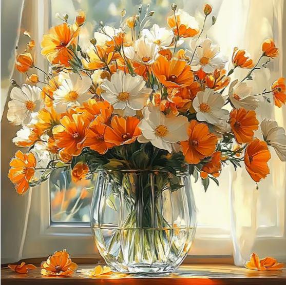 Набор для вышивания крестиком Оранжевая симфония 14CT канва Аида с нанесенным рисунком 40x40 см (2865573551)