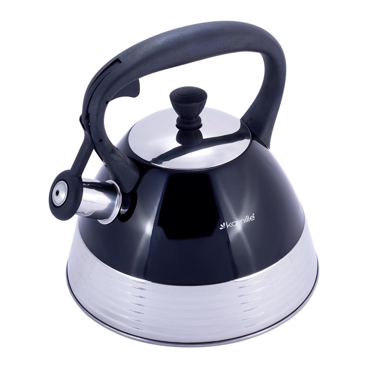 Чайник Kamille 3 л з нержавіючої сталі зі свистком і нейлонової ручкою (KM-1085)