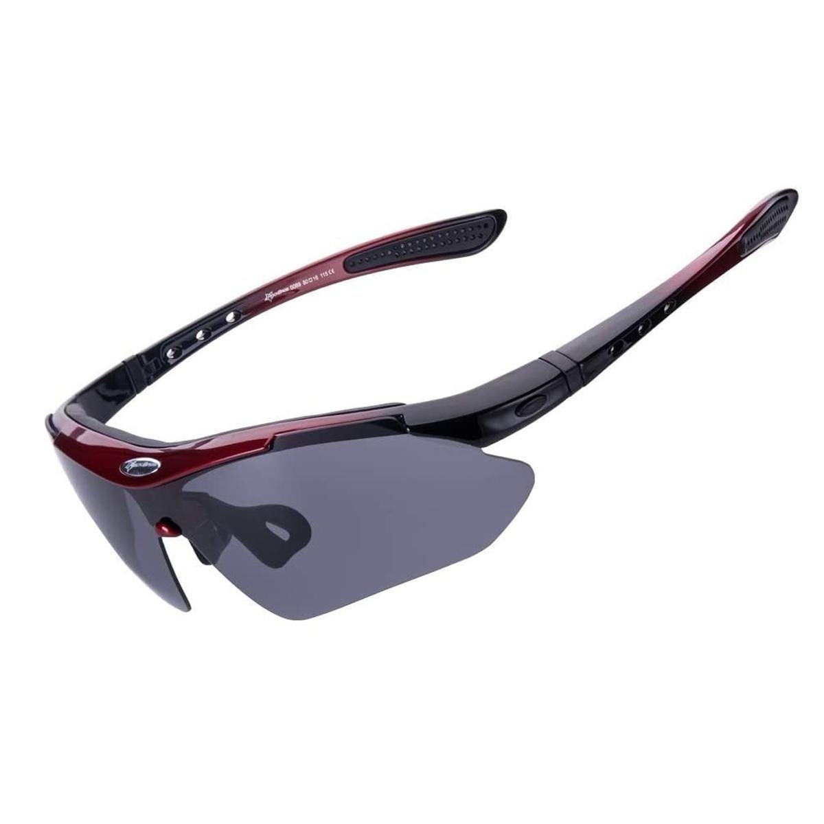 Очки спортивные ROCKBROS Polarized с 1 линзой UV400 велосипедные Черный с красным (1361)