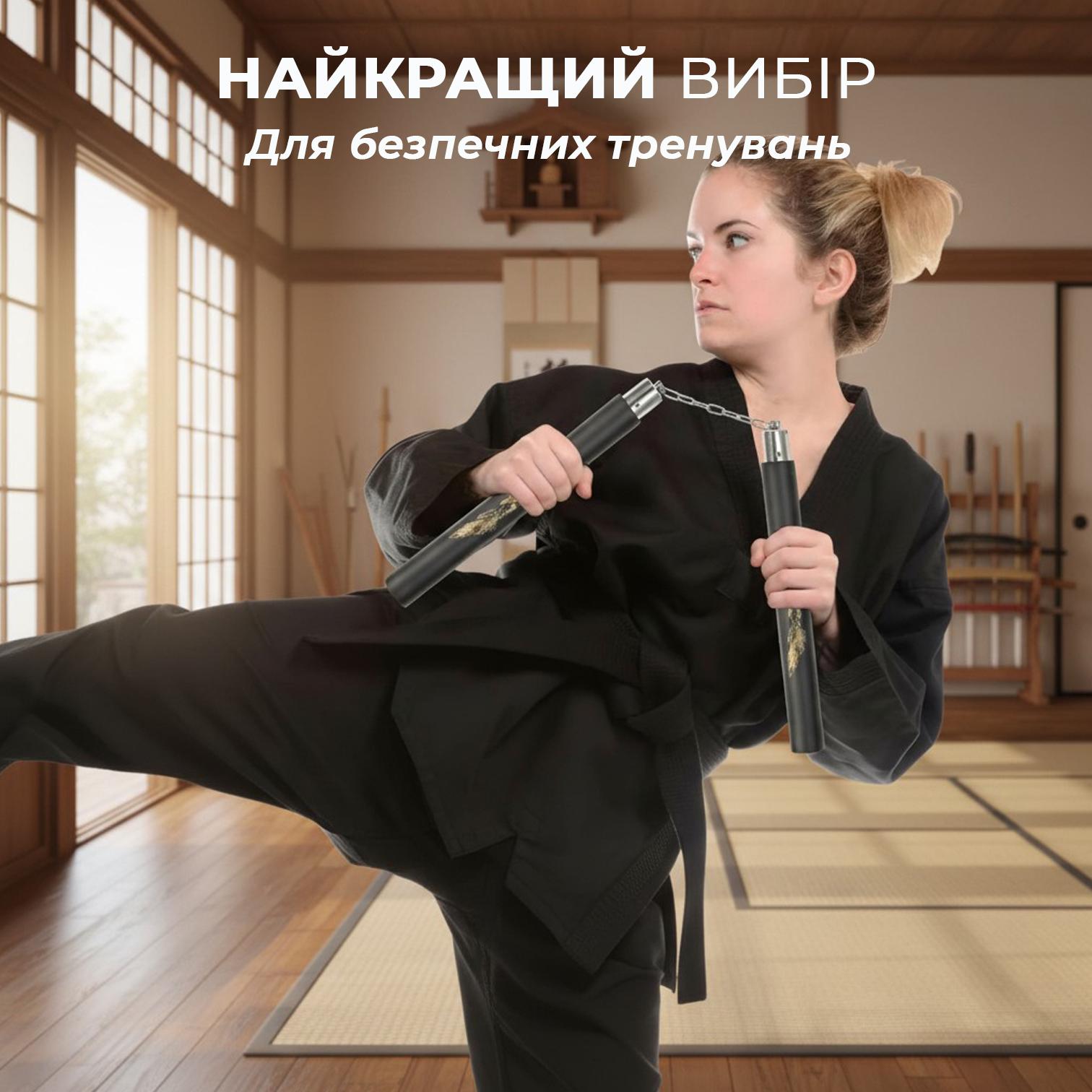 Нунчаки тренировочные Univerza Дракон с цепью неопреновым покрытием для начинающих Черный - фото 8 Нунчаки тренировочные Univerza Дракон с цепью неопреновым покрытием для начинающих Черный - фото 8