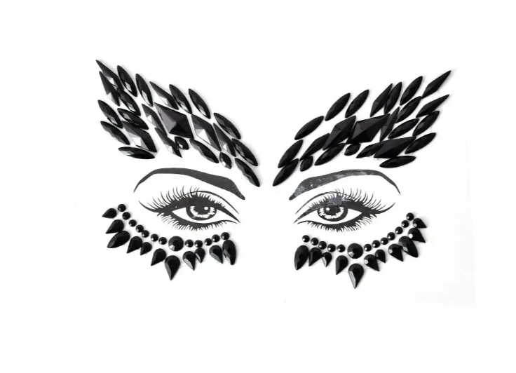 Стрази на обличчя для карнавалу One size Чорний (9088/77) Стрази на обличчя для карнавалу One size Чорний (9088/77)