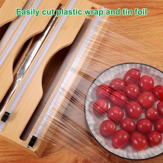 Диспенсер полотенец пищевой пленки фольги 3в1 кухонный деревянный 39х24х8 Brown (128318) - фото 4