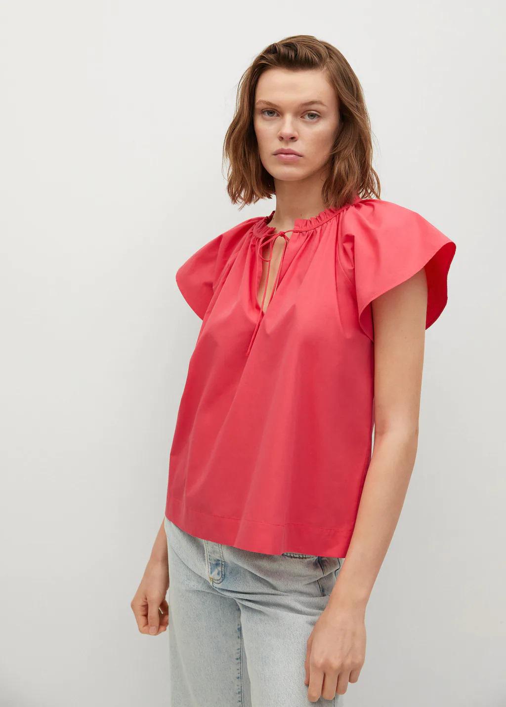 Блузка Mango XL Кораловый (9827863) - фото 4 Блузка Mango XL Кораловый (9827863) - фото 4