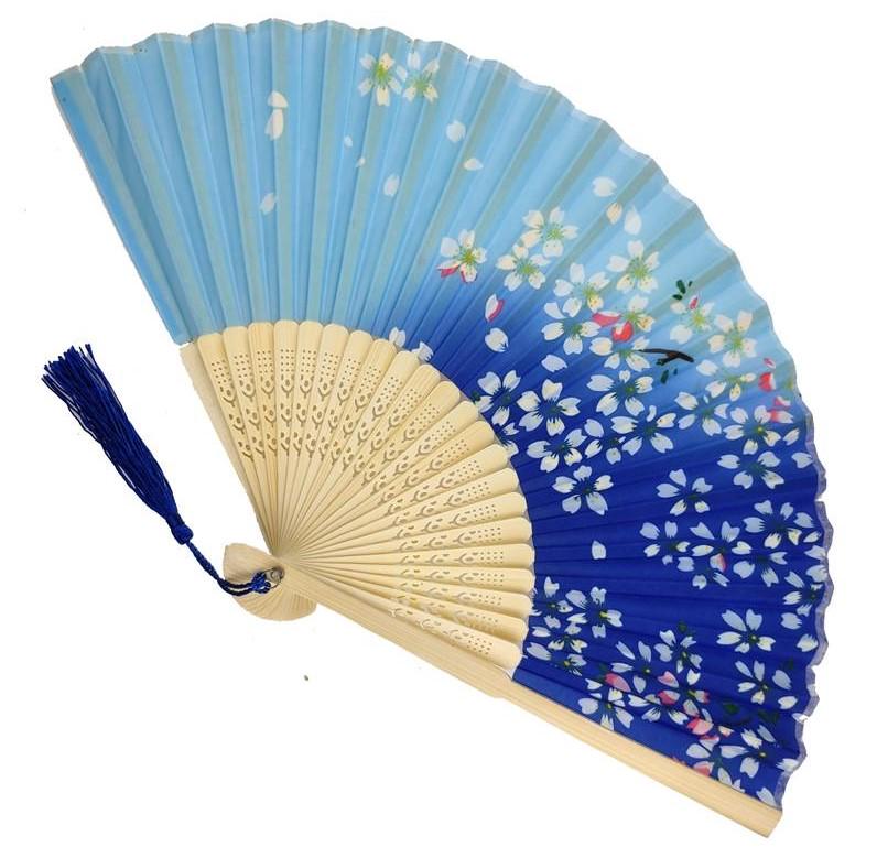 Віяло дерев'яне 21х37 см Блакитний (C3287)