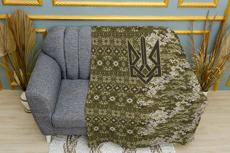 Плед PromoZP Злая вышиванка с гербом Украины плюш однослойный 135х150 см (111310)