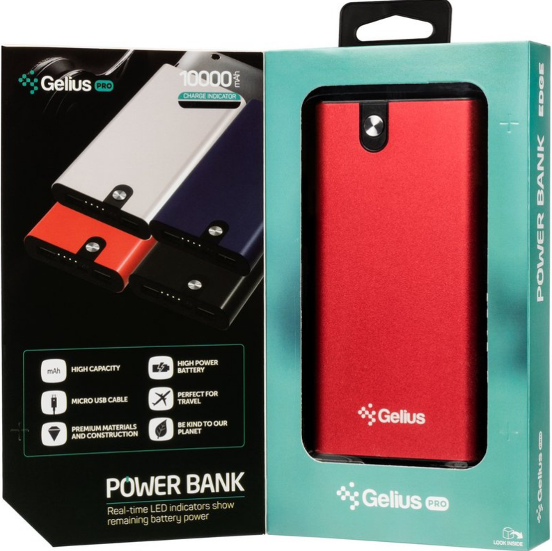 Повербанк Gelius Edge GP-PB10-013 10000 mAh 10W Red - фото 8 Повербанк Gelius Edge GP-PB10-013 10000 mAh 10W Red - фото 8