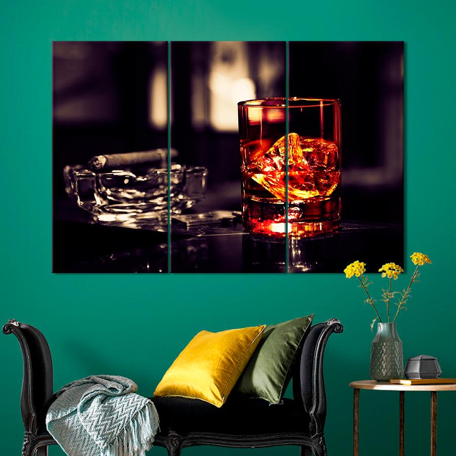 Настенний декор Виски со льдом и сигара 78x48 см (A550-3)
