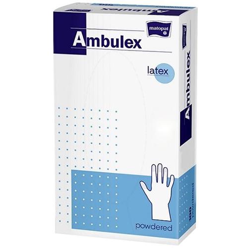 Рукавички оглядові латексні Matopat Ambulex припудрені нестерильні M 100 шт. - фото 1 Рукавички оглядові латексні Matopat Ambulex припудрені нестерильні M 100 шт. - фото 1