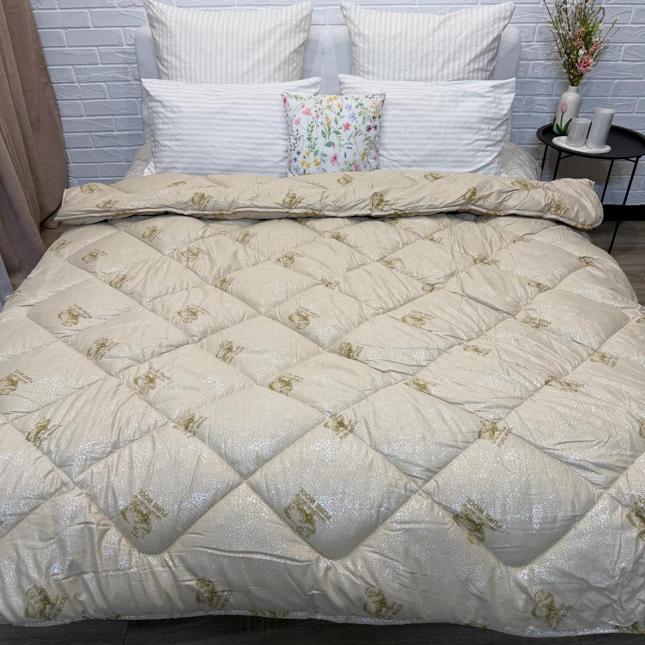 Одеяло всесезонное Pure Wool микрофибра 350 г/м2 с искусственной шерстью полутораспальной 150х210 см (Одеяло L3-15)