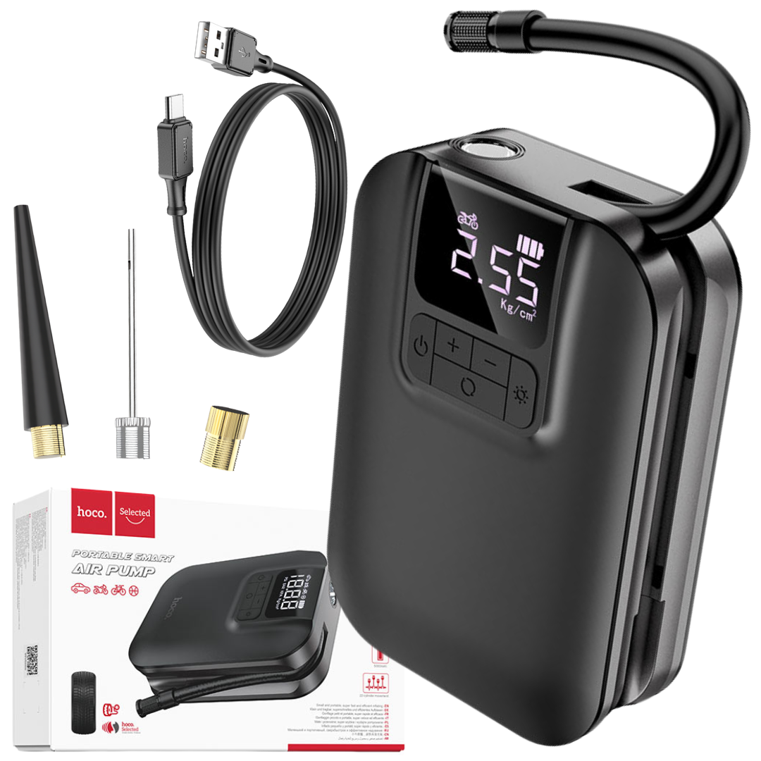 Компрессор автомобильный Hoco Type-C аккумуляторный 2500 mAh Черный (S53)