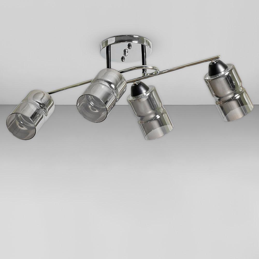 Люстра стельова Light House SC-18706/4 CR+BK 620х350х240 мм Хром/Чорний/Сталевий