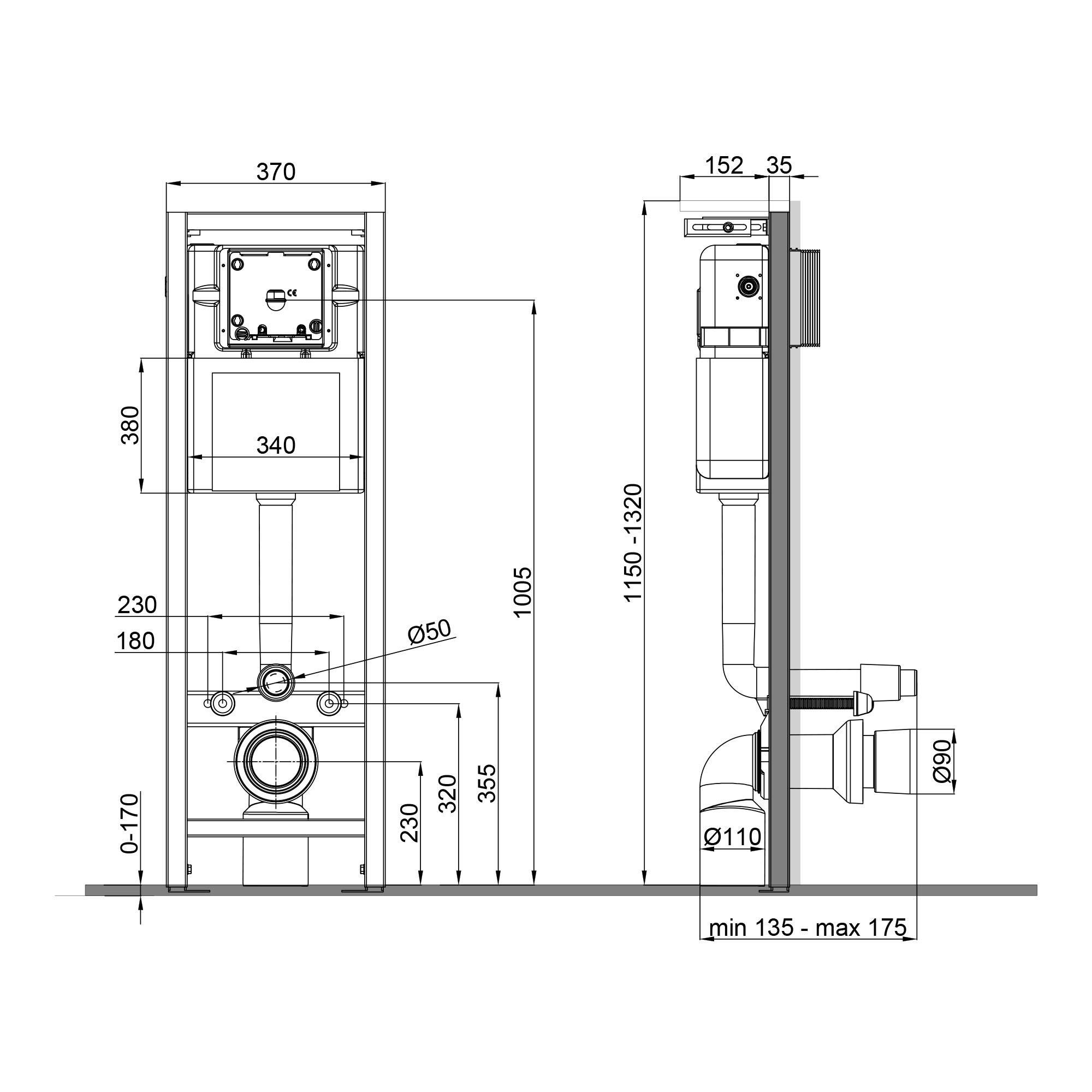 Инсталляция для унитаза Qtap Nest UNI QT0233M370 (362403) - фото 2