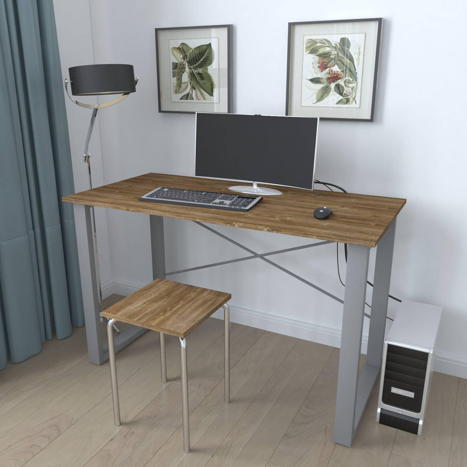 Письмовий стіл Ferrum-decor Драйв 750x1200x700 мм метал Сірий/ДСП Дуб Таверна (DRA097)