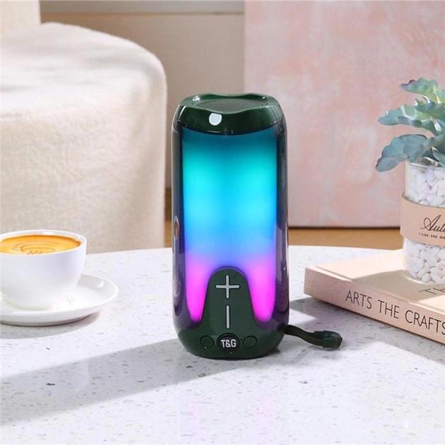 Колонка портативна з RGB підсвітком TG651 Зелений - фото 3 Колонка портативна з RGB підсвітком TG651 Зелений - фото 3
