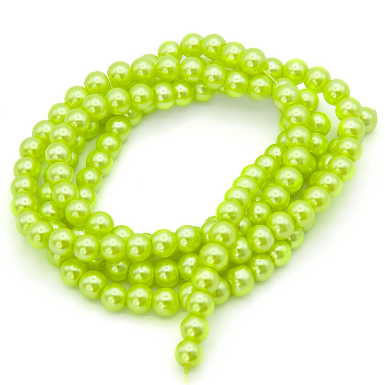 Бусины стеклянные на нитке под жемчуг 6 мм 80 см 145 шт. Салатовый (БЖ0006ш66) Бусины стеклянные на нитке под жемчуг 6 мм 80 см 145 шт. Салатовый (БЖ0006ш66)