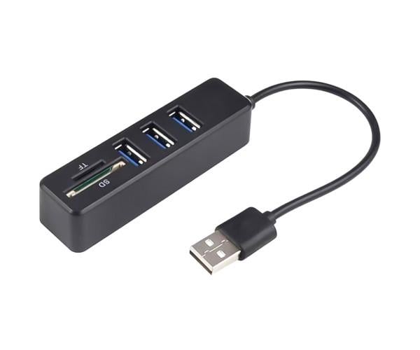 Хаб USB-картридер Combo 3USB/SD/TF 5в1 Black