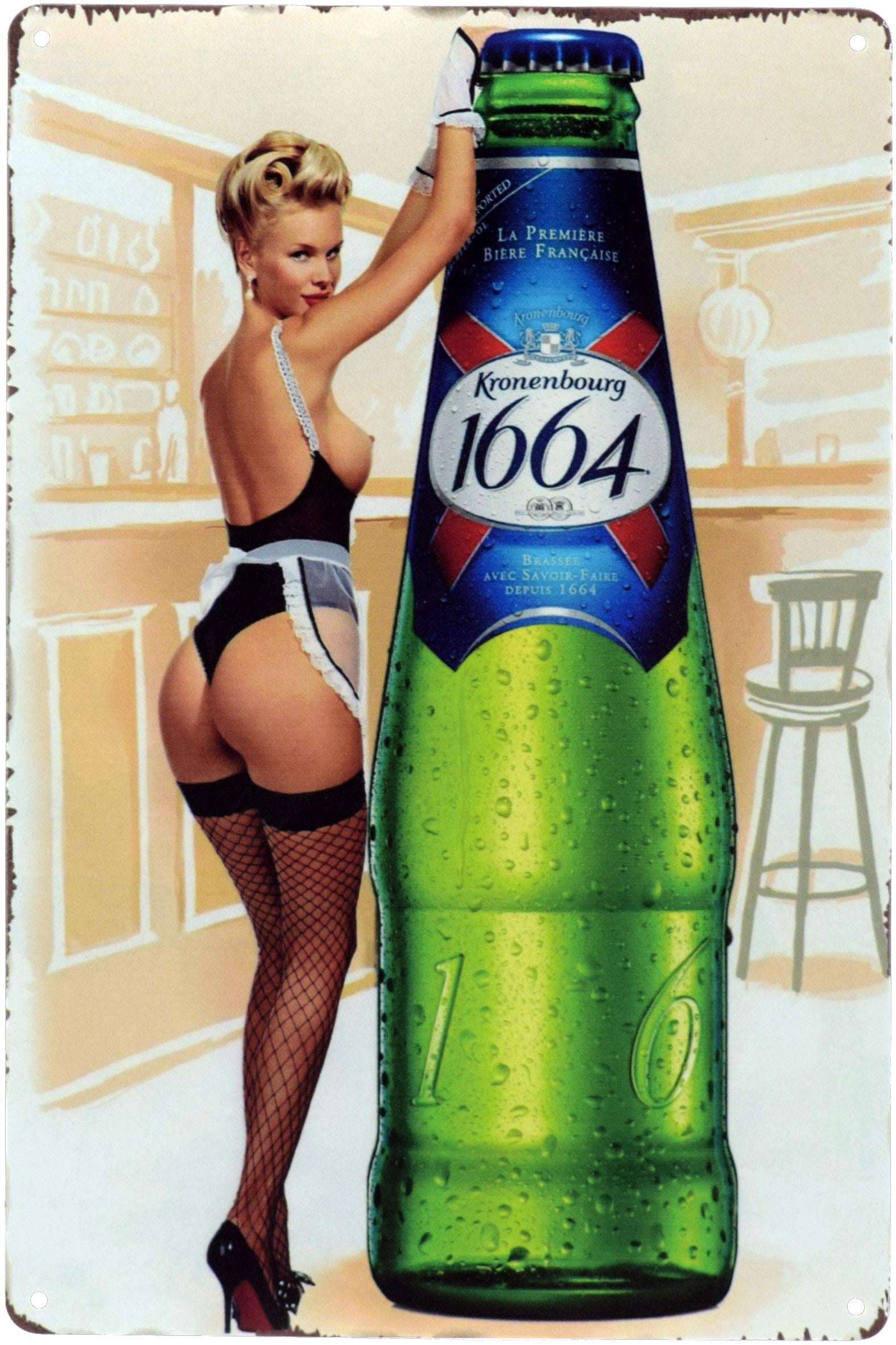 Табличка металлическая Kronenbourg 1664 Pin Up 20x30 см Табличка металлическая Kronenbourg 1664 Pin Up 20x30 см