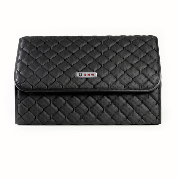 Сумка-органайзер з лого BMW в багажник CarsBAG Екошкіра 30x50x30 см Чорний (acb-1036-5-30х50х30-015)
