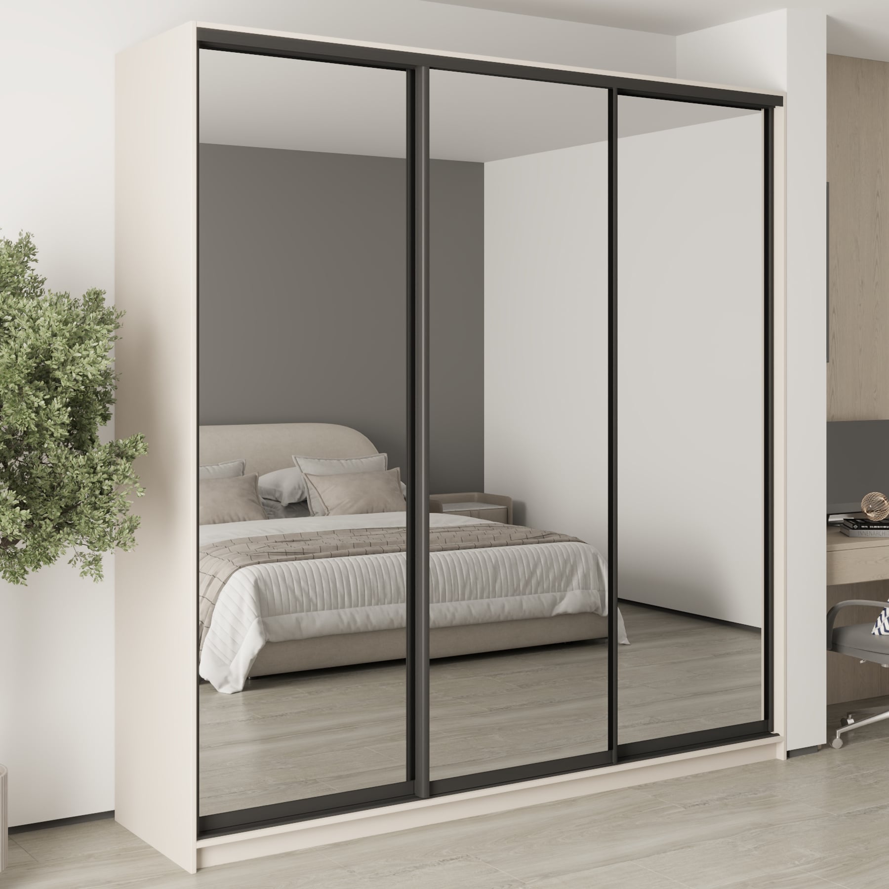 Шкаф-купе трехдверный Mebel Star Стандарт BG MBS-8801 230х45х240 см Кашемир (1008212) - фото 1