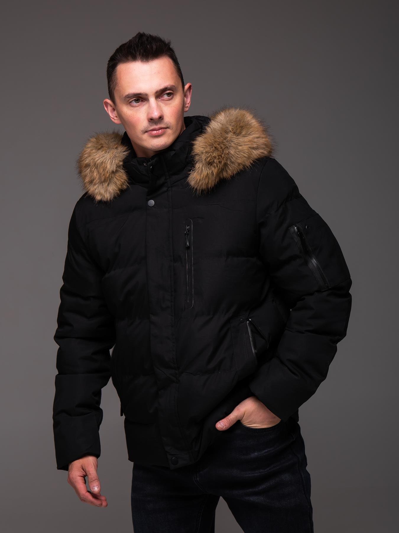 Куртка чоловіча зимова з хутром на капюшоні до -25°С XXL Чорний (2445/3) - фото 6 Куртка чоловіча зимова з хутром на капюшоні до -25°С XXL Чорний (2445/3) - фото 6