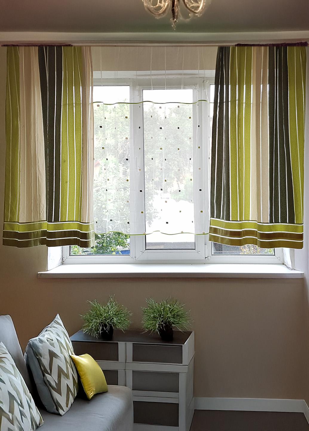 Комплект штор і тюль до підвіконня Firanka Line карниз 200 см Салатовий (71_6к) - фото 2 Комплект штор і тюль до підвіконня Firanka Line карниз 200 см Салатовий (71_6к) - фото 2