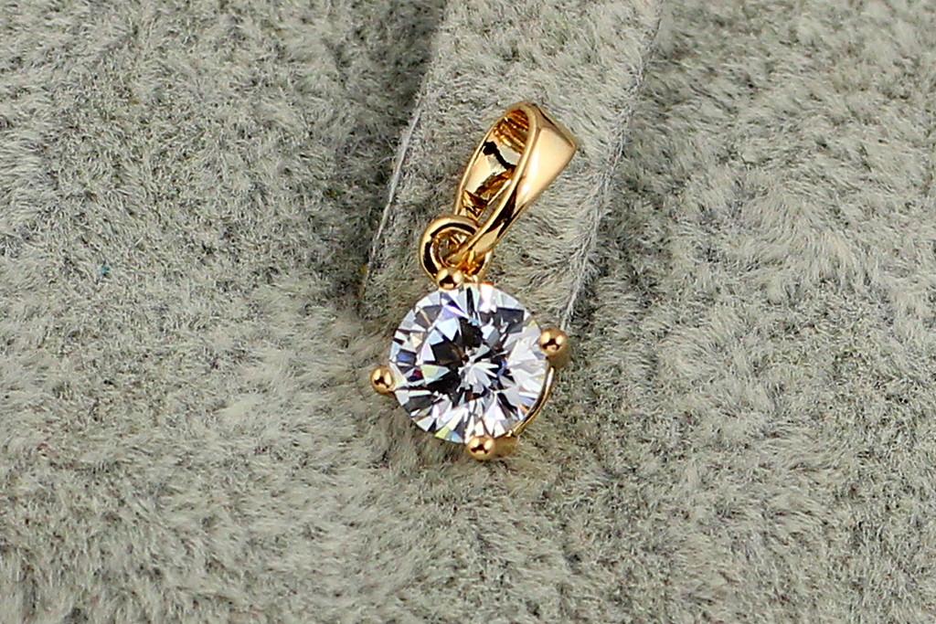 Кулон Xuping Jewelry с белым камнем 6 мм Золотистый