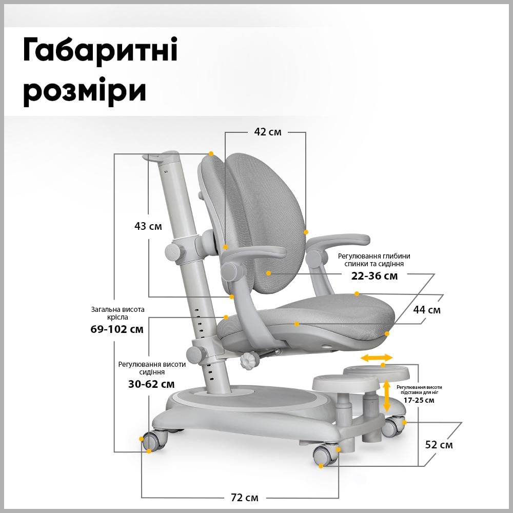 Кресло детское Mealux Ortoback Duo Plus Серый (Y-510 G Plus) - фото 9