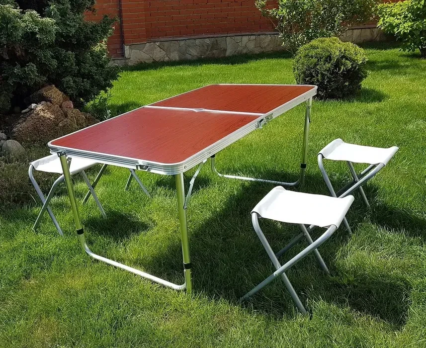 Стол со стульями туристический складной алюминиевый Стол со стульями туристический складной алюминиевый