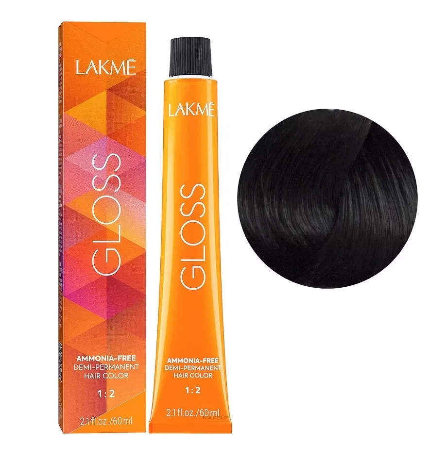 Крем-краска тонирующая Lakme для волос без аммиака Gloss Color Rinse 4/60 Средне-каштановый коричневый 60 мл