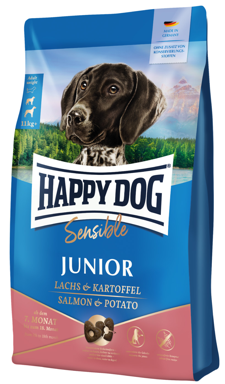 Корм сухой Happy Dog Sensible Junior Lachs & Kartoffel с лососем и картофелем 10 кг (61004)