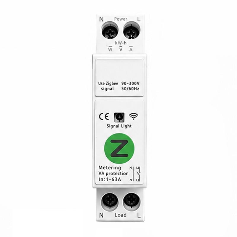 Выключатель умный ZigBee с полной защитой/счетчиками/таймером 1P+N 63A 230V Smart Life/Tuya (TY-VAP-Z)