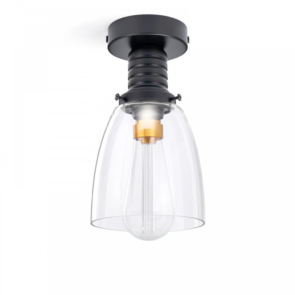 Потолочный светильник ретро из прозрачного стекла Cone Clear Jazz Collection Black (CL-JC0001/BLACK) - фото 1 Потолочный светильник ретро из прозрачного стекла Cone Clear Jazz Collection Black (CL-JC0001/BLACK) - фото 1