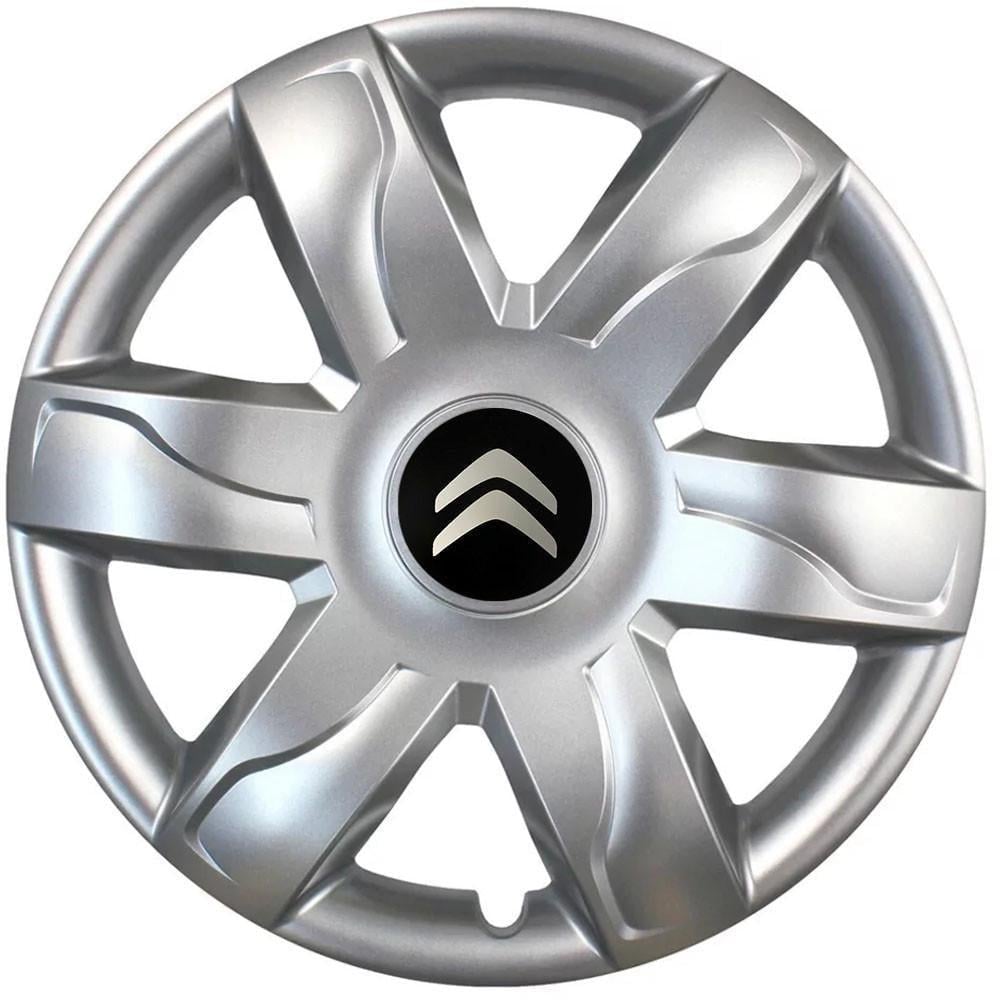 Колпаки SJS 318 с логотипом Citroen R15 4 шт. Серебряный (2654558190)