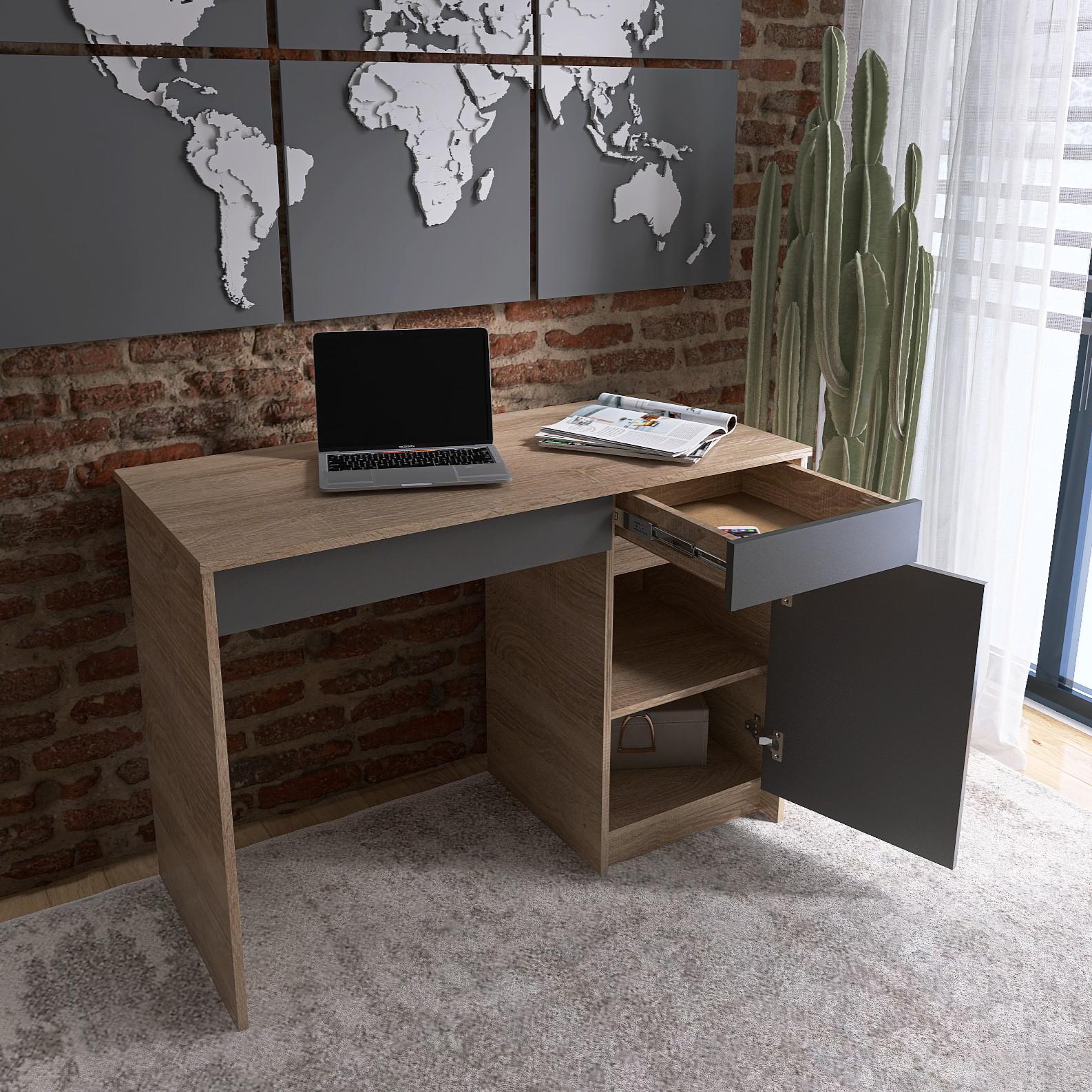 Компьютерный стол Everest Сити 1100 тумба правая 1101х501х766 мм Сонома/Графит (11426) - фото 4 Компьютерный стол Everest Сити 1100 тумба правая 1101х501х766 мм Сонома/Графит (11426) - фото 4