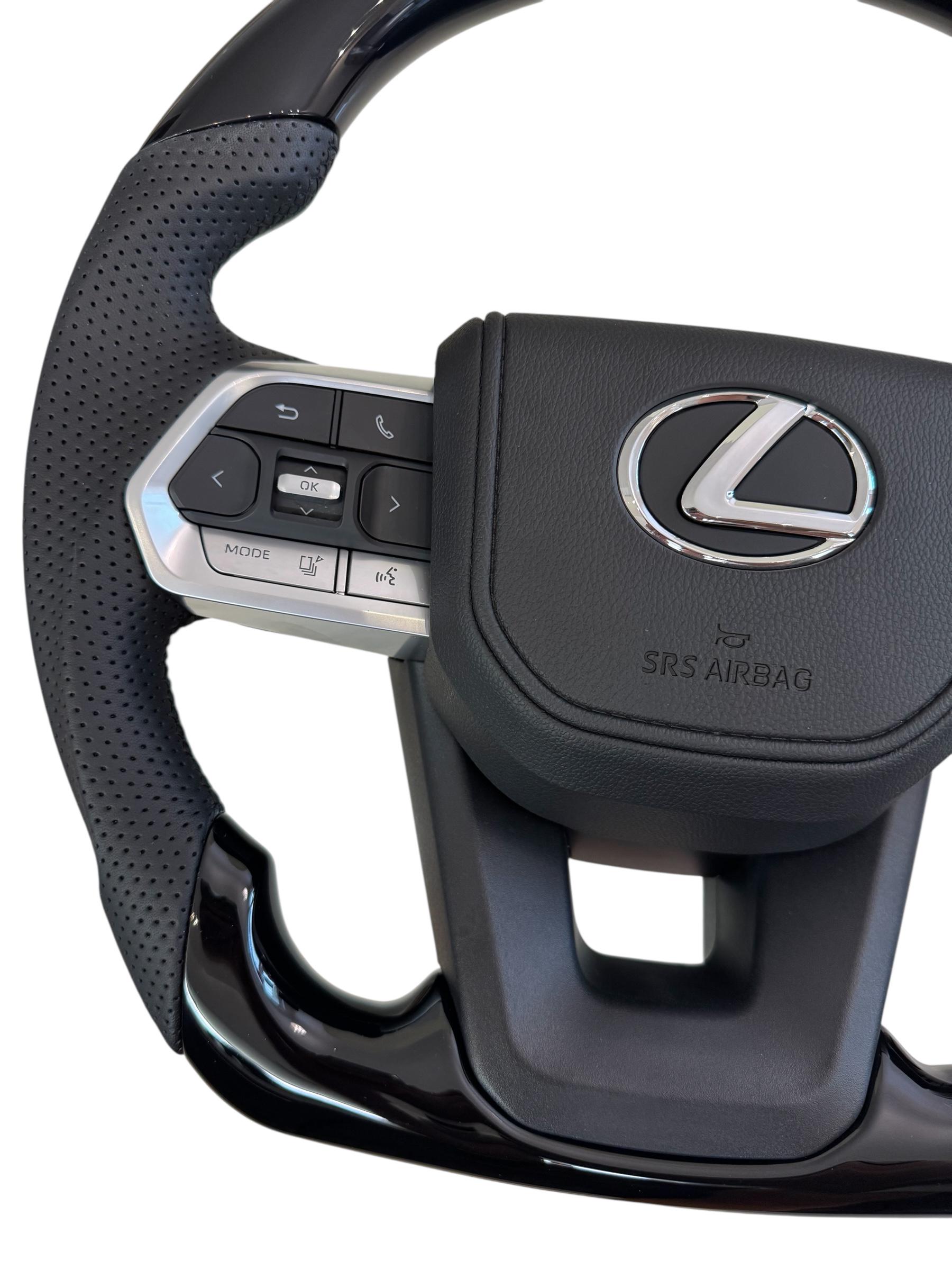 Руль для Lexus LX470/GX470 рояльный лак со скошенным низом логотип и кнопки хром (28923161) - фото 2 Руль для Lexus LX470/GX470 рояльный лак со скошенным низом логотип и кнопки хром (28923161) - фото 2